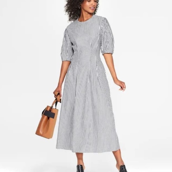 WHO WHAT WEAR striped puff sleeve maxi dress - Picture 2 of 7